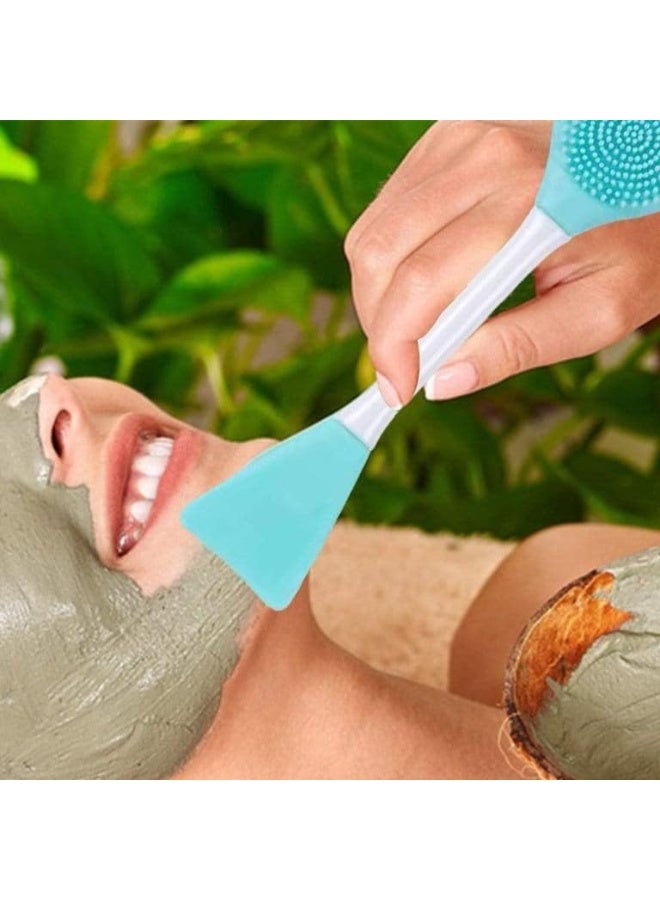 فرشاة تنظيف الوجه المحمولة 2 في 1 (قطعتان) - شعيرات سيليكون ناعمة مع أداة لوضع قناع الوجه، أداة صحية للعناية بالبشرة - Image 3